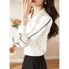 Hochwertiges weißes Chiffonhemd Damen Locker Langarm Lässige Bluse Herbst Frühling Slim Fit Elegant