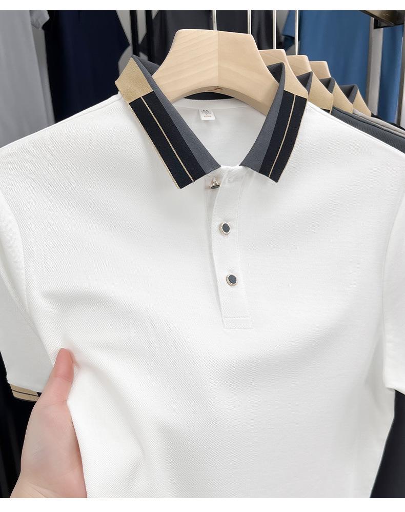 Men's Summer Solid Color Ice Feel Polo Shirt - Short Sleeve Lapel T-Shirt for Business Casual Wear