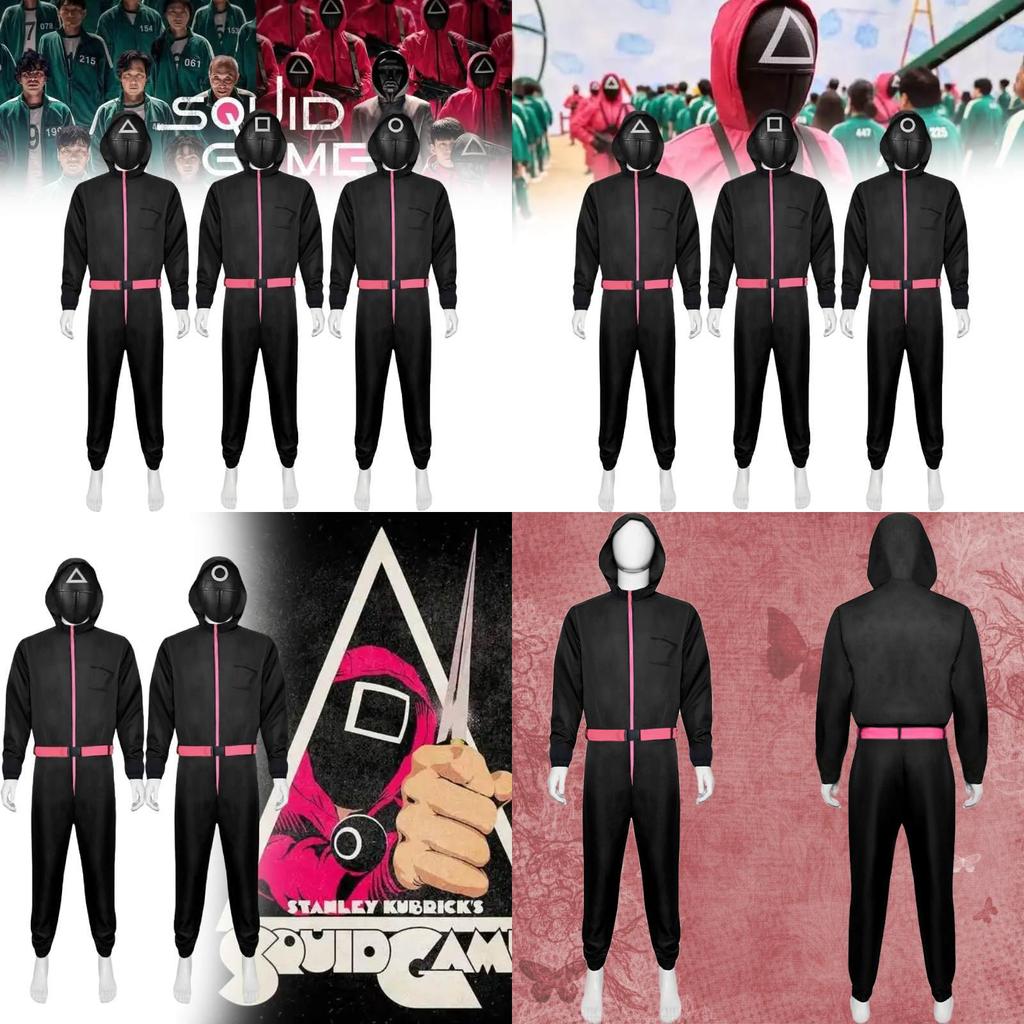 Squid Game Black Jumpsuit Cosplay Costume For Halloween Game Stage Performance