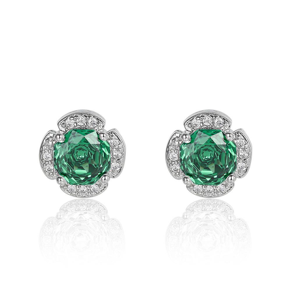 New Seiko Rose Cut Papalacha Zircon Necklace Earrings Color Treasure Ring Three-piece Set