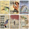 Artisian Fishing Metall-Poster, Sport, Weißblech, Köder, dekoratives Schild, Wanddekoration, Garage, Bar, Pub, Club, Hotel, Café, Küche, Zuhause