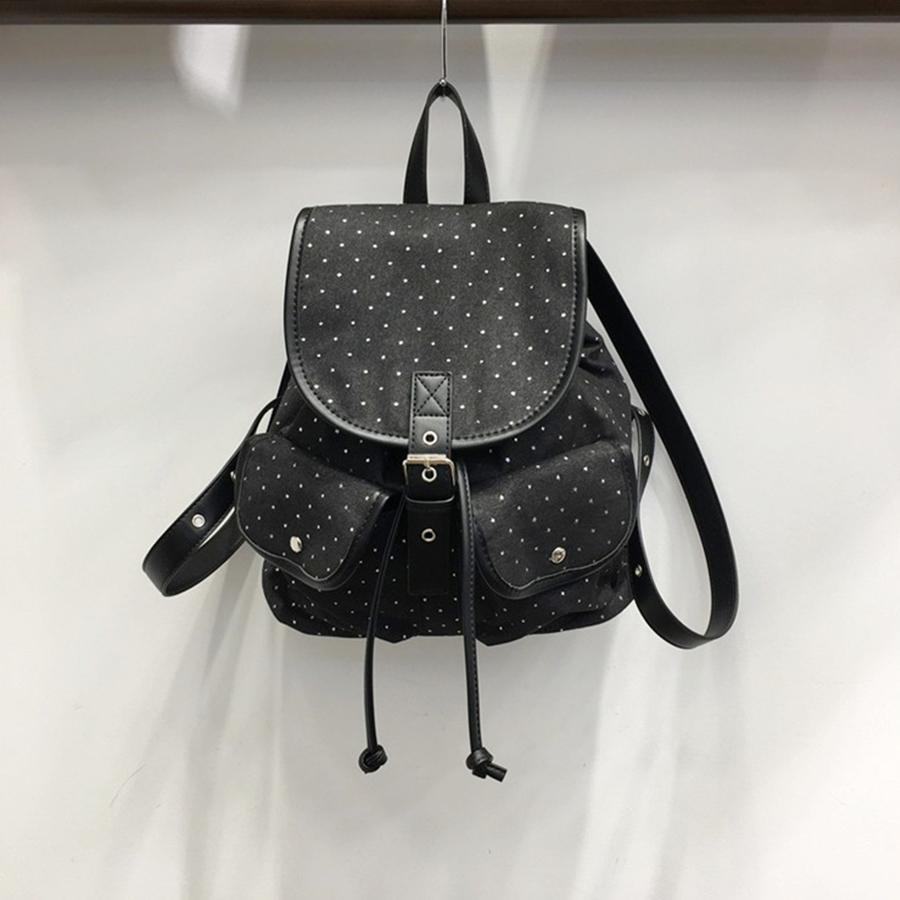Fashion Polka dot flip-top backpack women large-capacity drawstring versatile commuting bagpack travel shoulder bag multi pocket