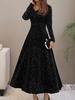 Spring Autumn New Style Elegant High-End Evening Gown Velvet Midi Dress for Women