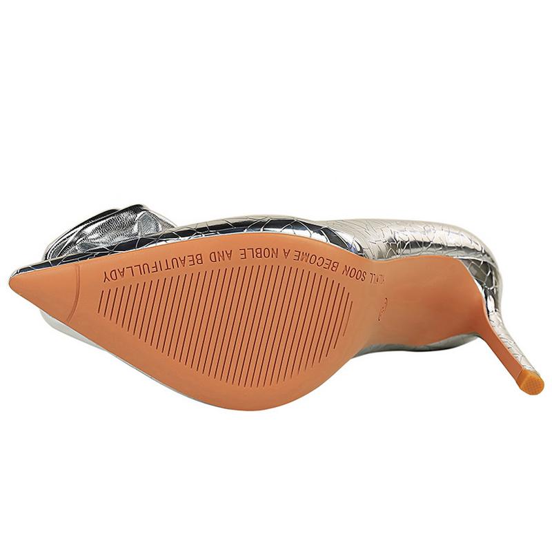 Women 10.5 Cm Heels Metallic Stone Patterned Flowers Women Pumps Quality High Heels Stiletto Luxury Banquet Shoes Party Shoes