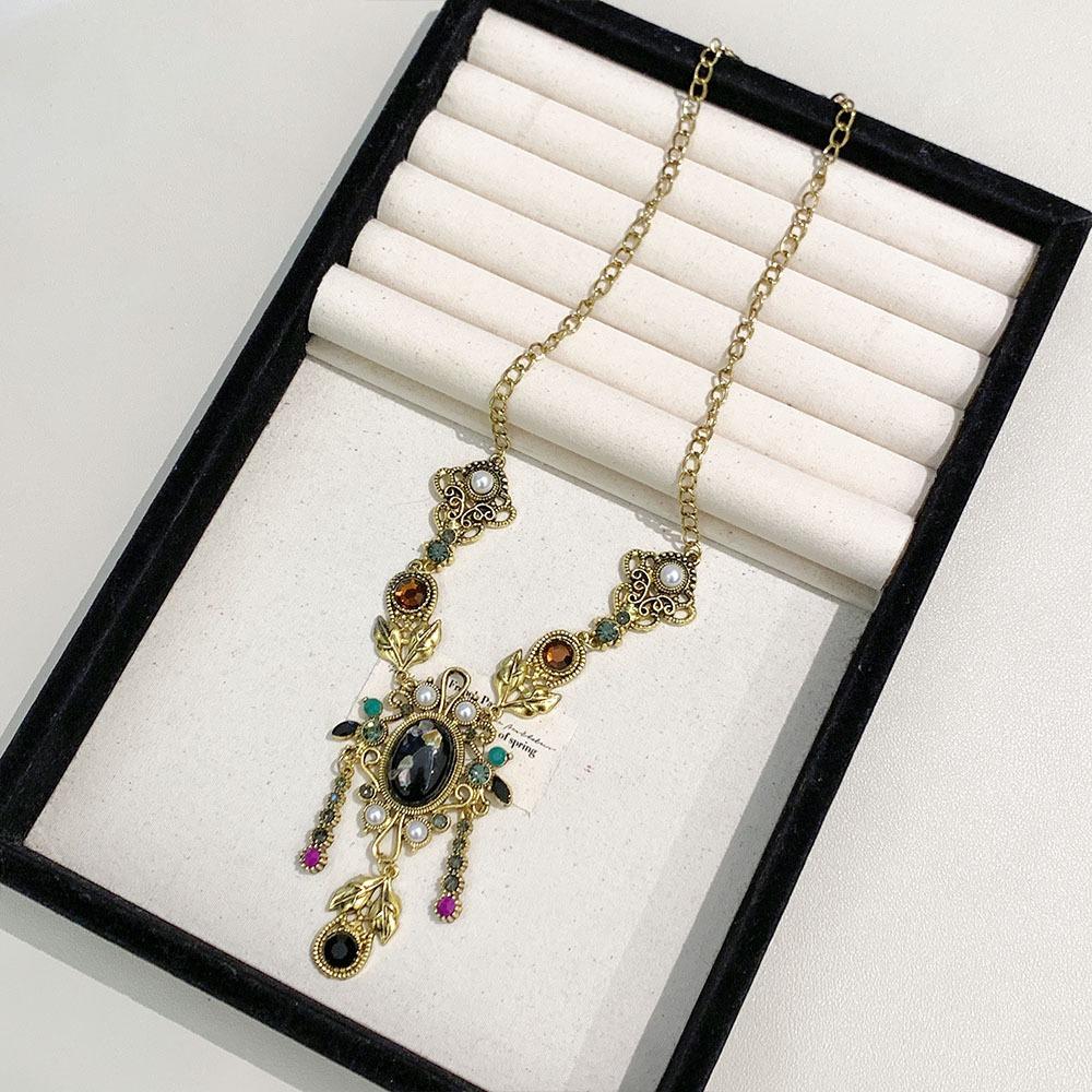 Bohemia Ethnic Tassel Necklace Pearl Rhinestone Necklace Women Ethnic Style Forehead Chain  Girls