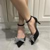 Shoes Bowknot Rhinestone Women Pumps High Heels 7 CM Stiletto Women Shoes Buckle Summer Women Sandals Luxury Party Shoes