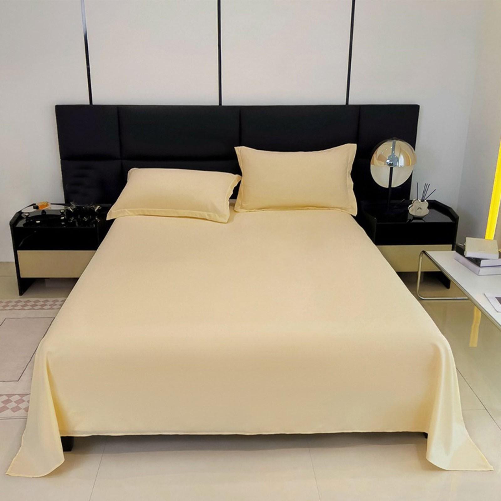 

Комплект простыней однотонного цвета, постельное белье из хлопка для дома, постельное белье для общежития, однотонная простыня для двуспальных кроватей, мягкое постельное белье из хлопка One Size жёлтый