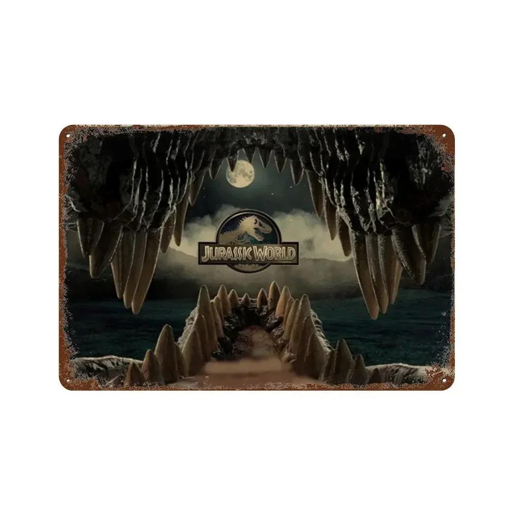 Jurassic Park Dinosaur Science Fiction Movie Sign Decor Metal Plate Poster Vintage Tin Sign Garage Man Cave Plaque Decoration