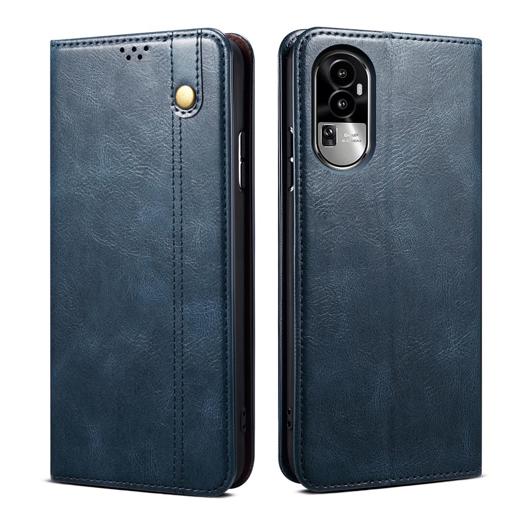 For Oppo Reno10 Pro 5G (Global) Waxy Crazy Horse Texture Cell Phone Cover PU Leather Wallet Stand Case