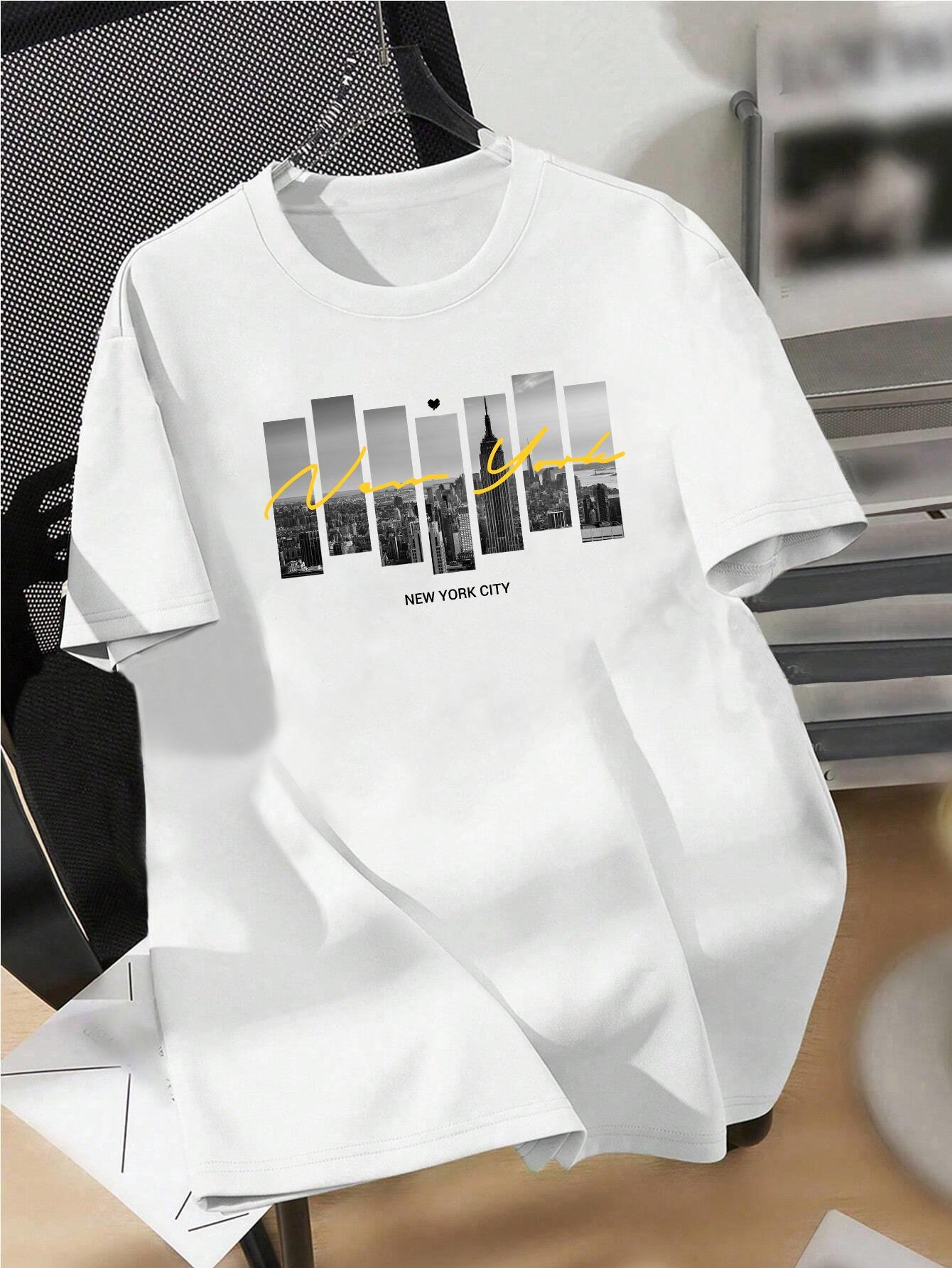 

Men s Summer T-Shirt - Casual Sporty Round Neck Short Sleeve, Geometric Pattern, Polyester and Elastane Blend, Machine Washable S