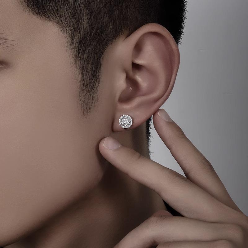 Crystal Cluster Stone Stud Earrings: Unique Titanium Steel, Fade-Resistant, Versatile Cool-Style Jewelry for Men and Women