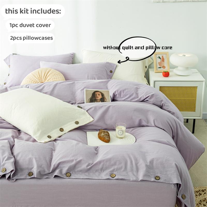 3pcs  100% Cotton Bedding Set Double Duvet Cover Set 220x240 Solid Twist Cotton King Size Bedding Set Quilt Cover Set