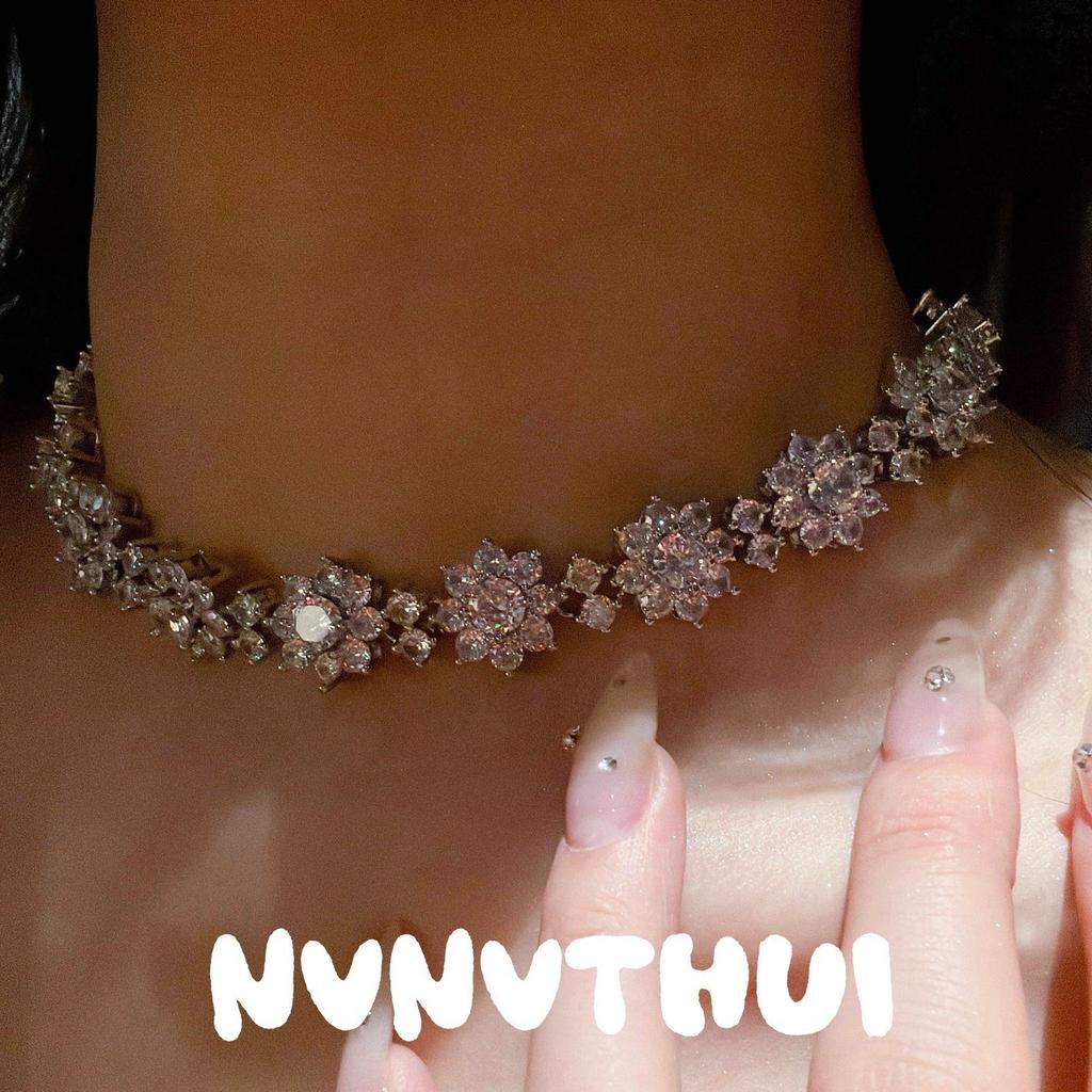 Jewelry, Flower Li Li Same Sun Flower Full Diamond Necklace, Banquet Haute Couture Flower Broken Diamond Gypsy Star Bracelet