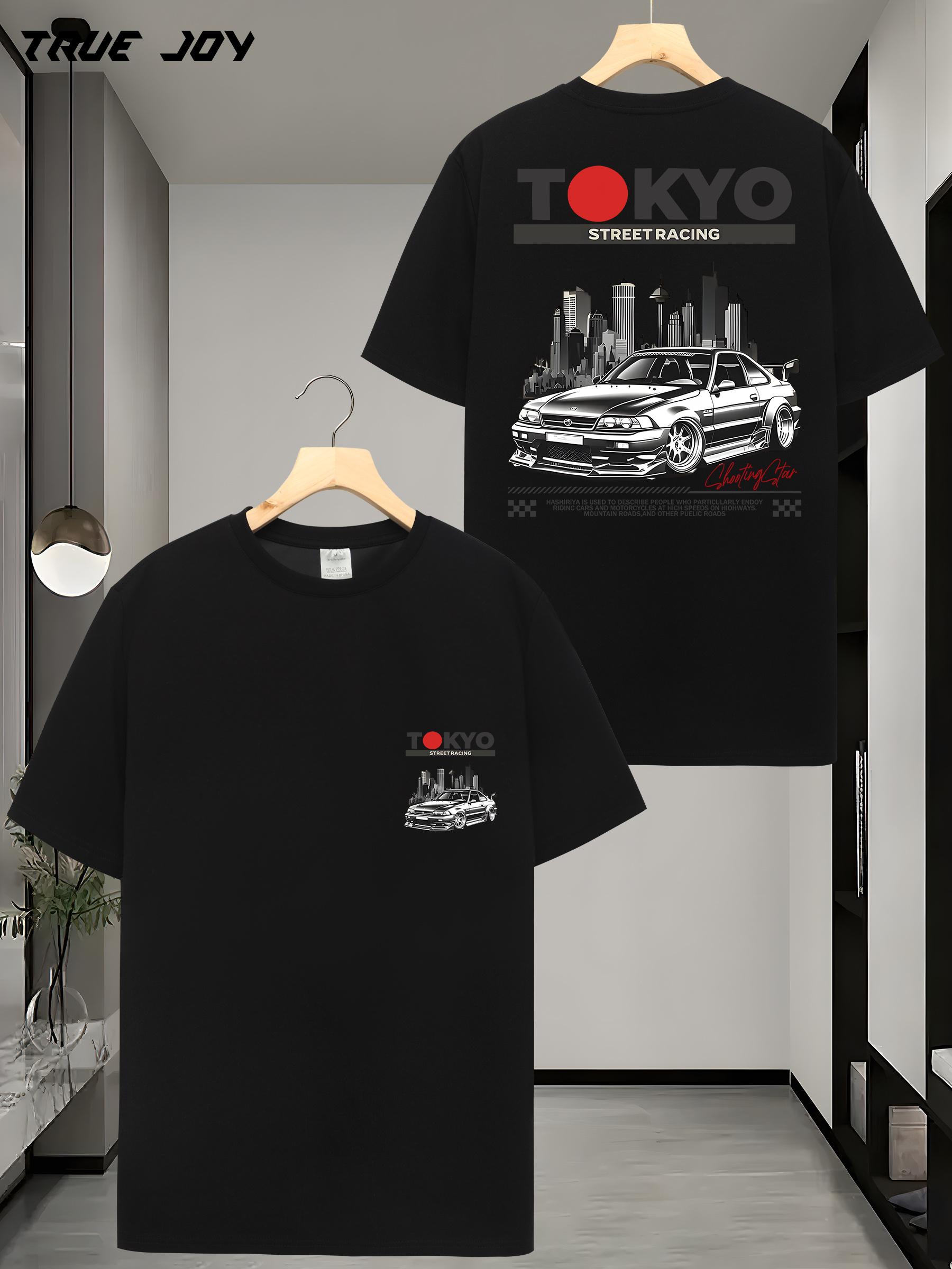 

Tokyo Street Racing Graphic T-shirt - Breathable Quick-Dry 180gsm Lightweight Casual Short Sleeve Tee with Bold Red & White Print XXXXL
