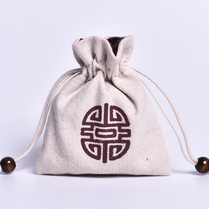Lucky Drawstring Bracelet & Prayer Bead Bag - Cotton/Linen Cloth