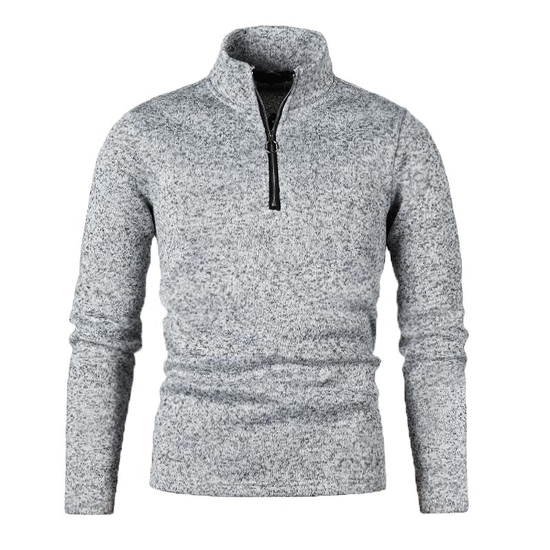 Spring Autumn Mens Half Zipper Pullover Sweatshirt Solid Color Casual Slim Fit Stand Collar Hoodie