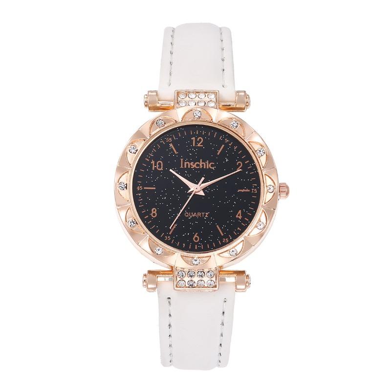 Модные простые модные женские кварцевые часы Star Retro Niche Womens Watch белый