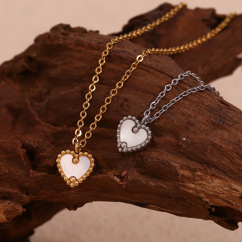 MamacitaSlay New Design Stainless Steel 18K Gold Plated Shell Heart Pendant Necklace Party Waterproof Neck Jewelry High Quality