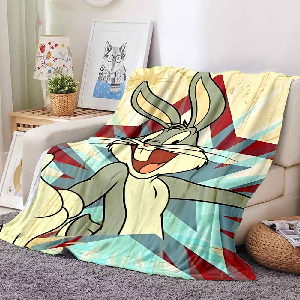 

1pc Bugs Bunny Star Flannel Throw Blanket Lightweight Soft Warm All Season Blanket for Sofa, Bed, Travel,L1028018 130x150cm