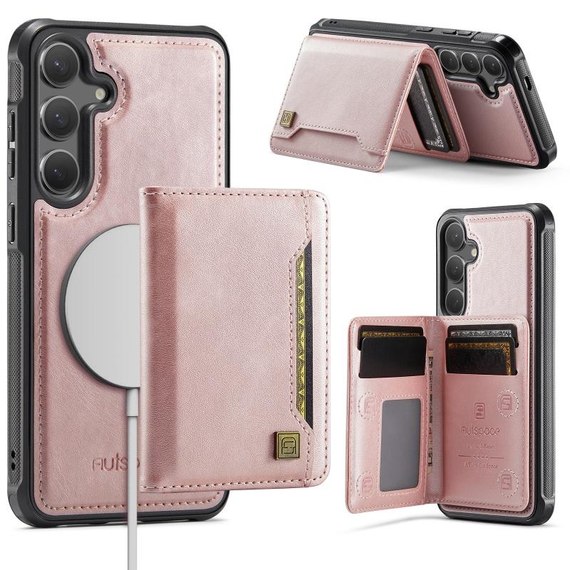 

Magnetic Wireless Charging Leather Flip Phone Case for Samsung Galaxy S25 Edge S24 Ultra Plus A56 A36 A26 A16 Wallet Card Cover Samsung S24