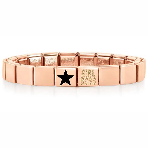 Nomination Glam Combination Bracelet Black Star Girlboss Rose Gold Set Glam-Rosegold01