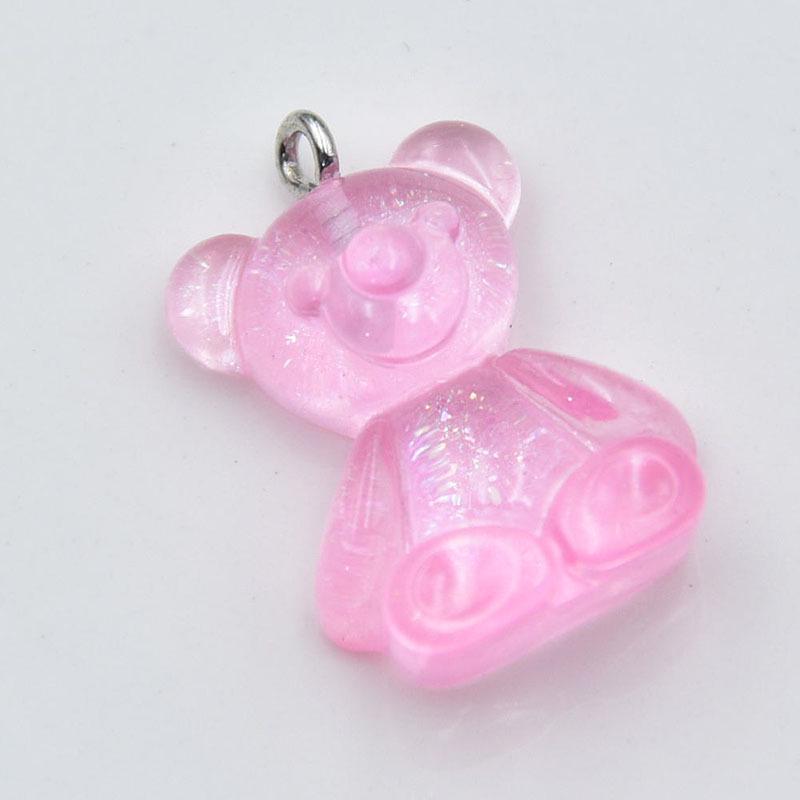 Candy Color Glitter Bear Resin Pendant Earring Keychain Jewelry DIY Accessories
