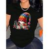 Europäische Größe Damen Lässiges Kurzarm-T-Shirt - Bequemer Rundhalsausschnitt, Weiche Niedliche T-Shirts Oberteile