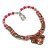 Cabochon Vintage Tibetan Necklace Natural Red Coral 18 In Boho Statement NN 884