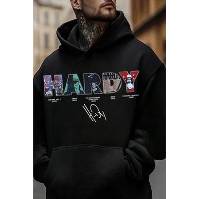 Autumn Winter Fleece Men Casual Letter Hardy Print Fleece-Lined Hoodie for Men Women Sports Fitness Pullover Hoodie Gym Umseix