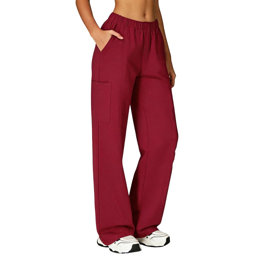 Women’s Straight Leg Scrub Pants with Elastic Waistband and Multiple Pockets for Uniform