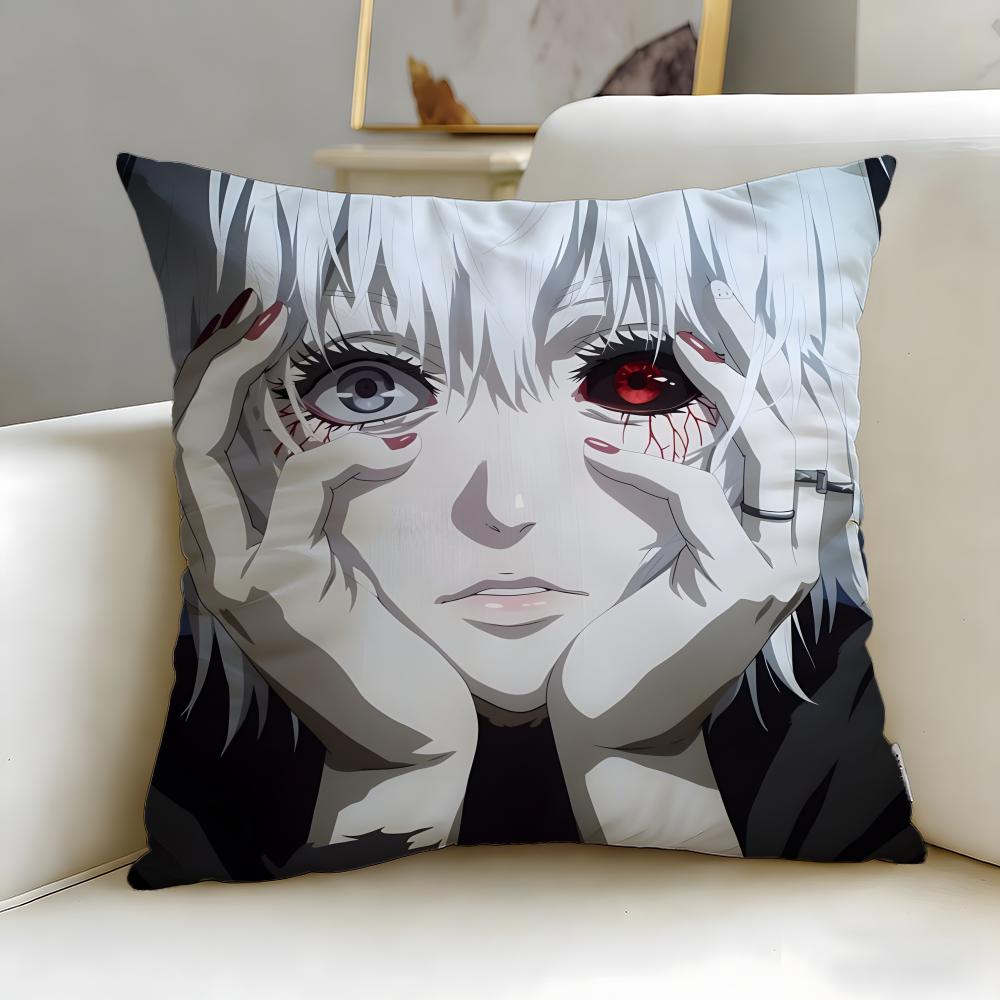 classic anime tokyo ghoul Cushion Cover Soft  EasyWash Pillow Case  Versatile for Couch Bed Travel and Office