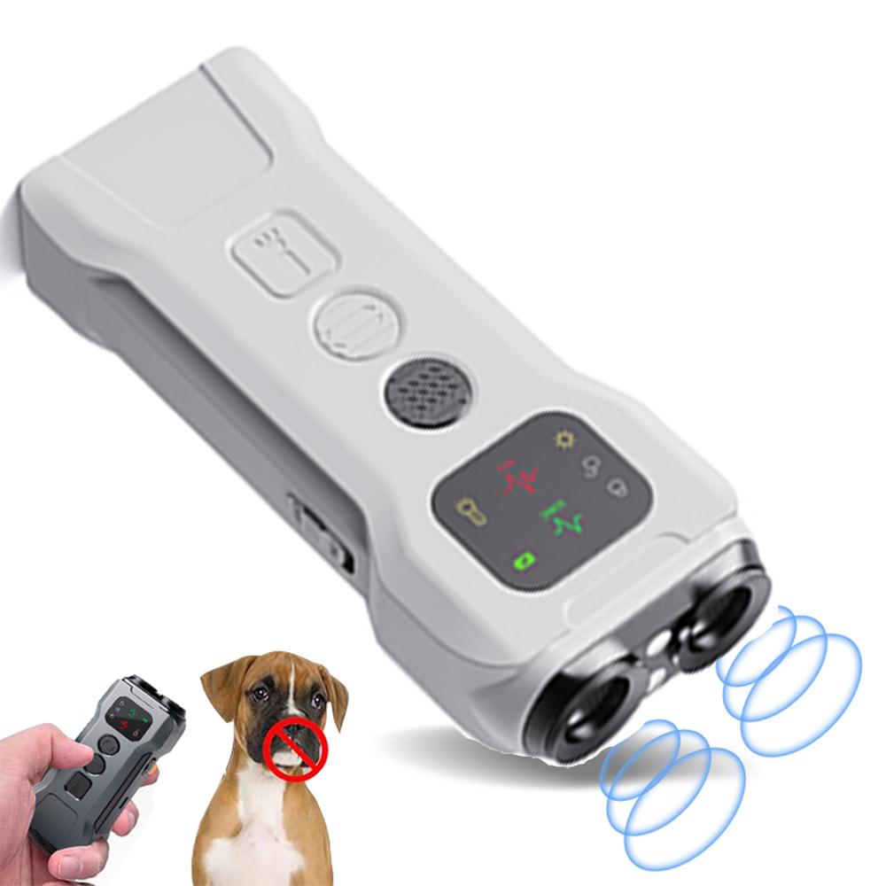 Dual Head Ultrasonic Dog Repeller 5V 500MA Dog Repellent Portable Dog Trainer Anti-Barking Training Device with LED Flashlight