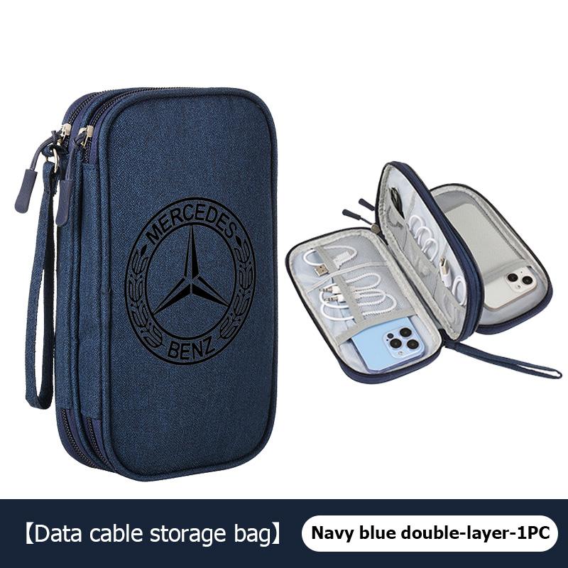 AABGW1 For Benz Oxford Cloth Car Styling Digital Data Line Box Travel Organizer Trunk Storage Bag AMG VIANO GLB GLC W108 W124 W126 W169