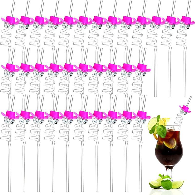 10Pc Mirror Cowboy Hat Disco Ball Straws Decorative Mini Disco Ball Straw Decor Disco Party Decorations for Wedding Birthday