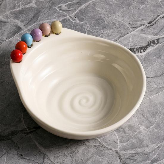 Fruit Bowl with 6 Colorful Fruit Forks Large Capacity Spiral Bottom Bowl with Fork Storage Hole for Snacks And Parties