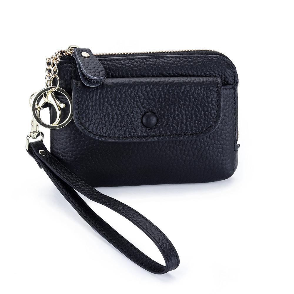 

Genuine Leather Money Coin Purse Thin Zipper Wear-resistant Wallet Money Bag Double Pocket Purse for Women Wristband Clutch Bag