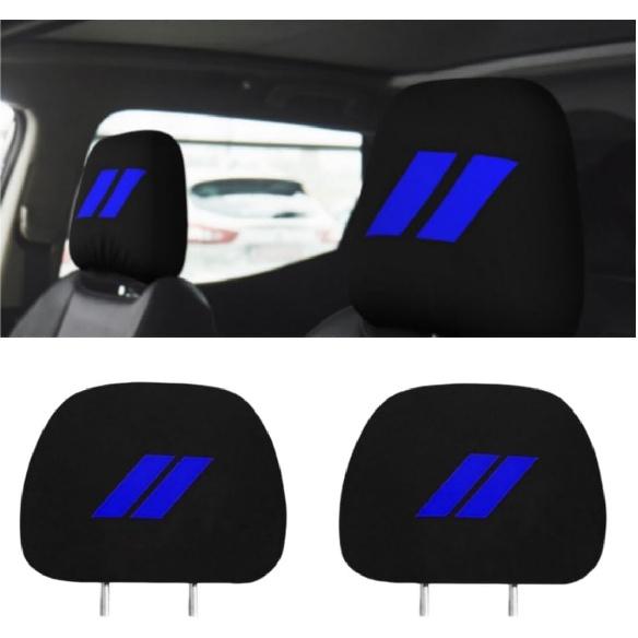 2PCS Car Headrest Covers Soft Black Fabric Car Seat Head Rest Cover Protector Compatible with Dodge Challenger Charger Durango RAM (Blue) синий
