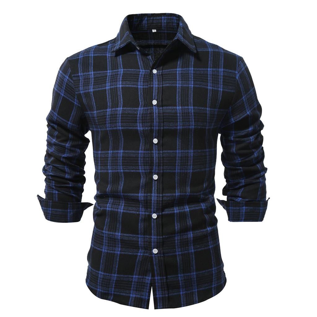Mens Button Down Shirts Regular Fit Long Sleeve Casual Plaid Shirt