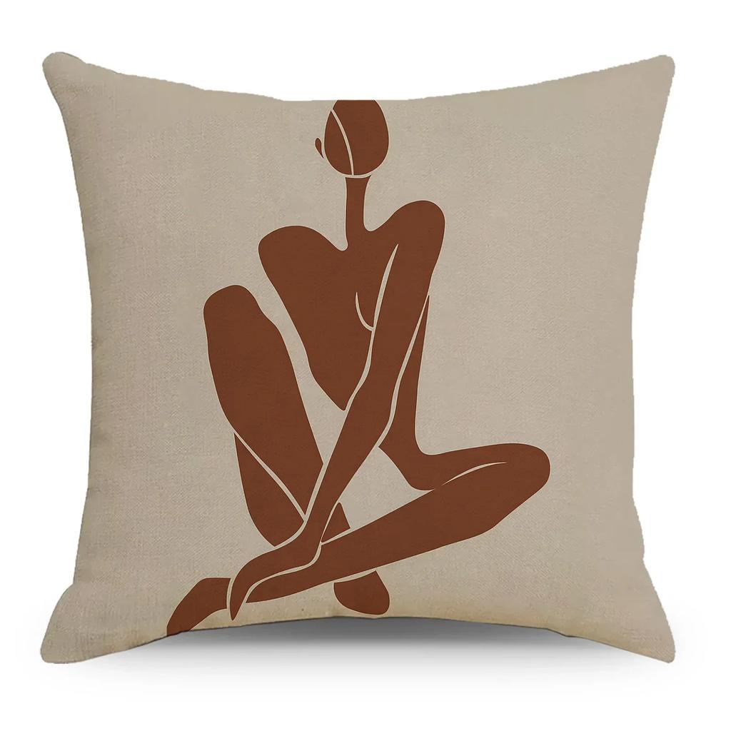 2024 Nordic Abstract Linen Pillowcase Simple Black and White INS for Home Sofa Bedside Car Pillowcase