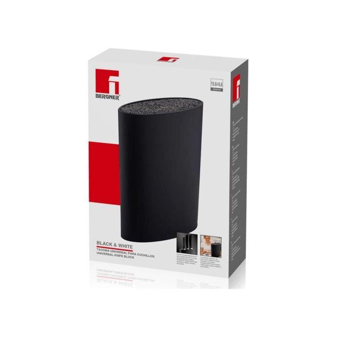 Knife Block - BERGNER - 15.6X6.6X22CM - SOFT TOUCH - Black - 1 Piece