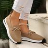 Fashion Women's Metal Chain Platform Loafers Plus Size Thick Sole Non Slip Wedges Casual Shoes Woman Autumn Comfort Light Walking Shoes
