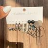 New ins bow fishtail pearl moon stud earrings with diamonds fashion temperament geometric earrings set