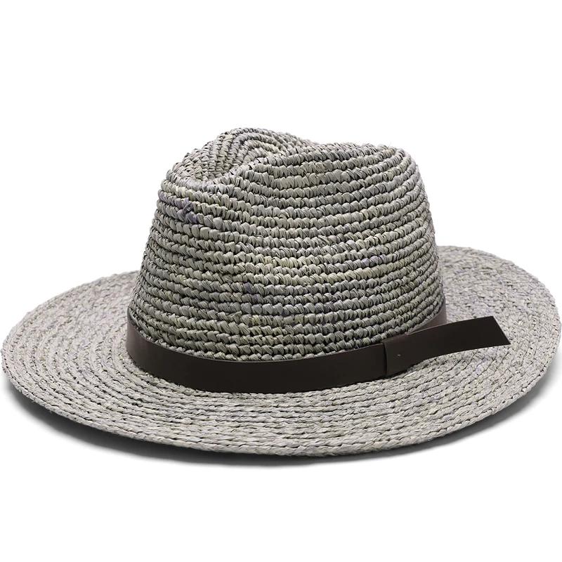 

Plus Size 63CM Lafite Grass New Panama Jazz Straw Hat Men s and Women s Outdoors Sunscreen Sun Hat Summer UV UPF 50+ Beach Hat 57CM серый