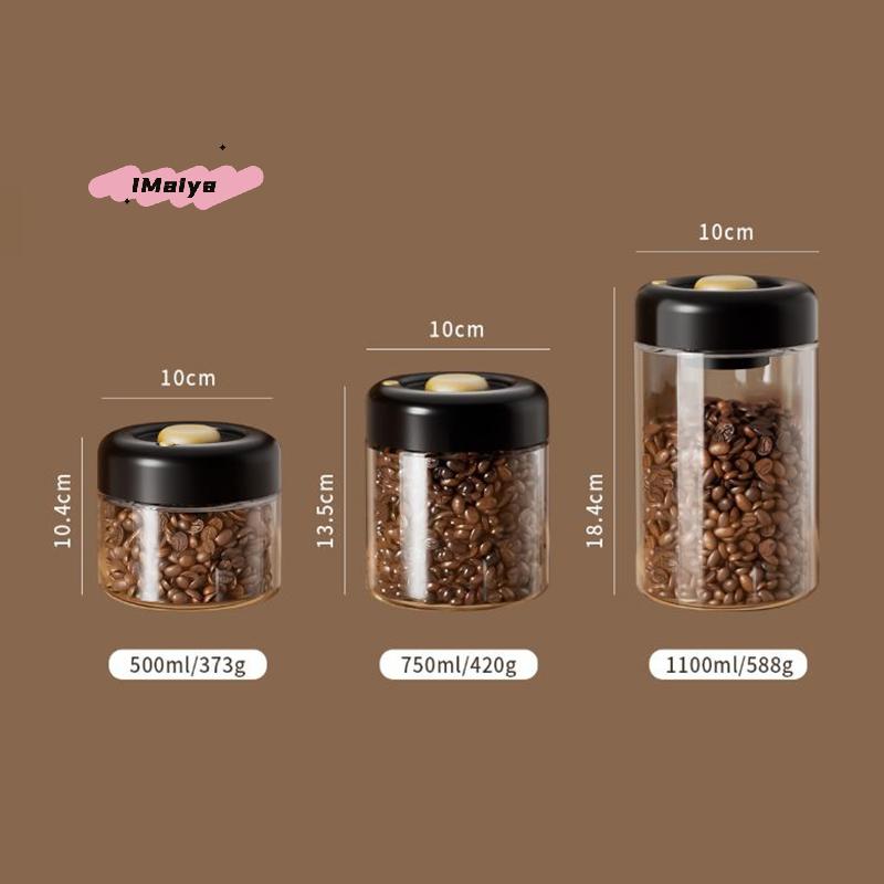 Transparent Glass Coffee Beans Storage Jar Vacuum Sealed Moisture-Proof Air Extraction Airtight Container for Household Food