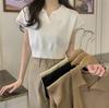 Fashion Summer Short-sleeved Short Knit Shirt Lapel Tops Casual Summer Essential Comfort and Style Slim Fit Pullovers Tees