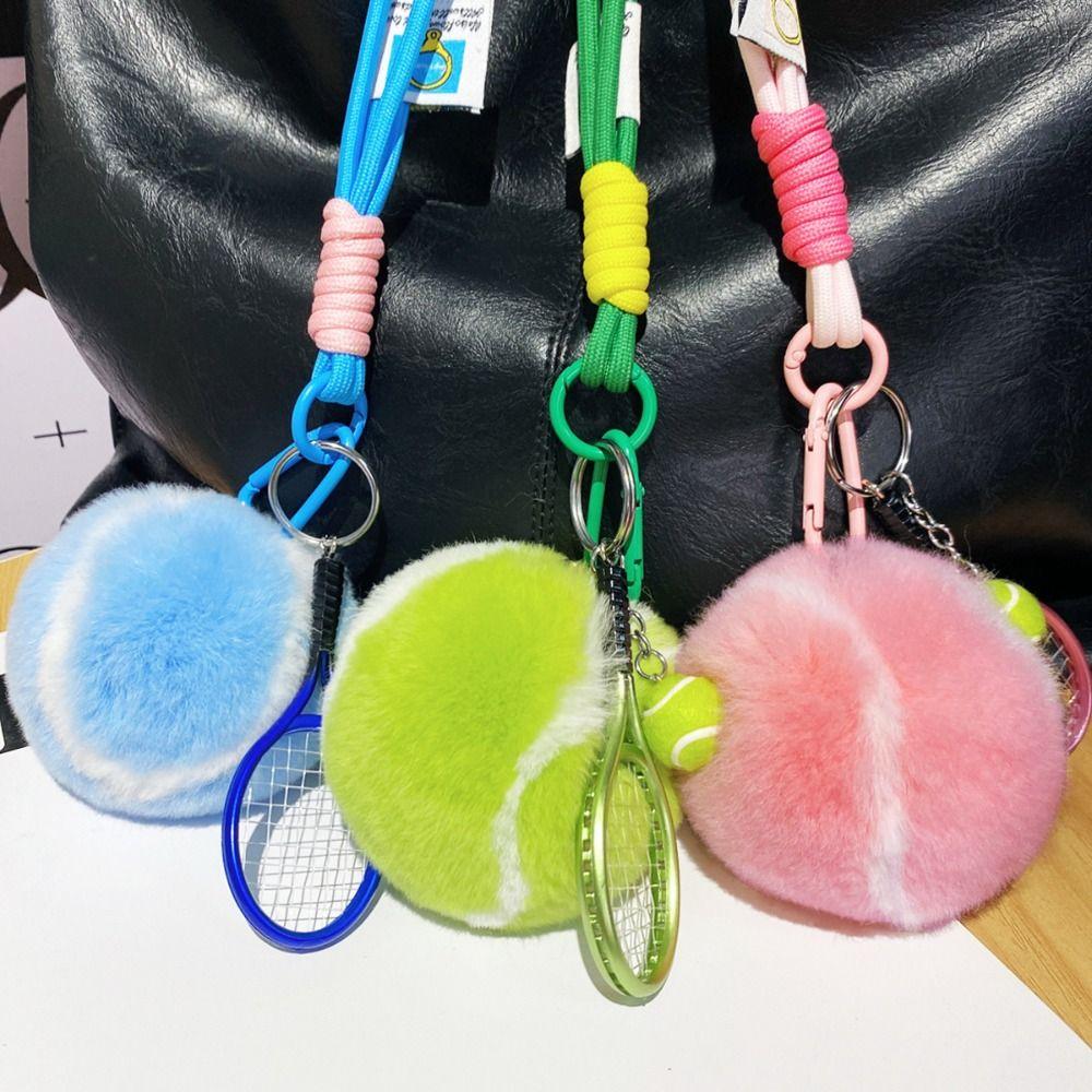 Backpack Hanging Tennis Ball Plush Pendant Plush Plush Tennis Keychain  Creative Gift