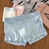 Men Boxer Briefs Mid-rise Elastic Waistband Breathable Mesh Shorts Underwear Solid Color U-Convex