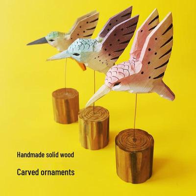 Handgeschnitzter Holz-Kolibri-Anhänger - Kreative kleine Vogel-Desktop-Dekoration Geschenk