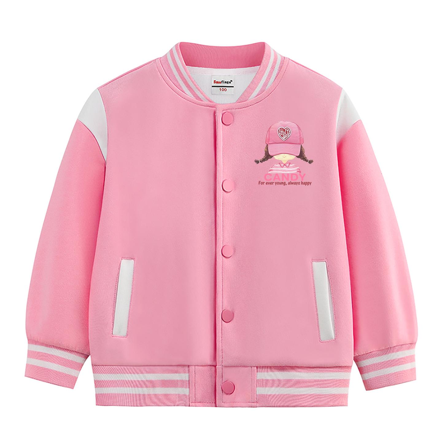 

Girls Thickened Baseball Jacket - Autumn/Winter 2026 Stylish Velvet Outerwear 90cm (Height: 80-90cm)