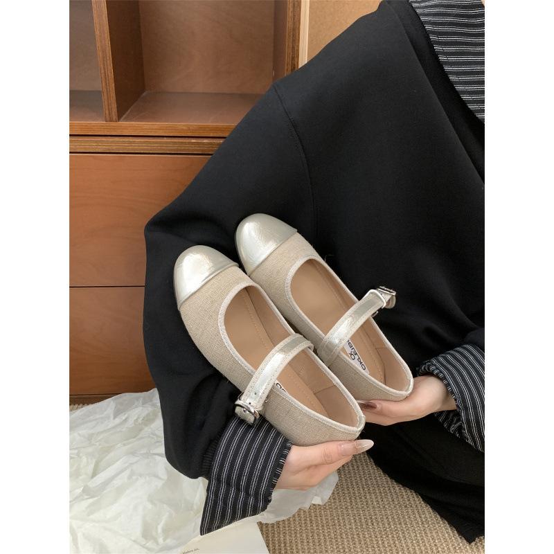 Anti-slip Retro Single Shoes for Women, Round Toe, Flat Bottom Shoes